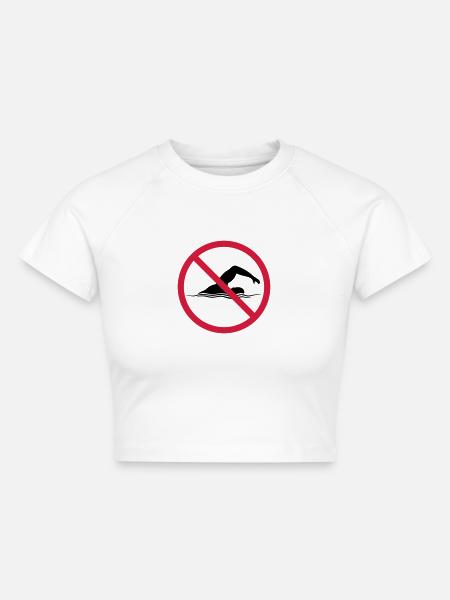 Verboten Schild Schwimmen - Cropped Frauen Organic T-Shirt - Weiß