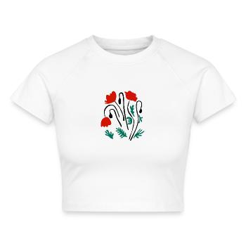Mohnblumen Matisse inspiriert - Cropped Frauen Organic T-Shirt - Weiß - Vorne - AI Model Female 172 dark (172cm)