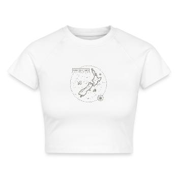 Vintage Landkarte Neuseeland - Cropped Frauen Organic T-Shirt - Weiß - Vorne - AI Model Female 172 dark (172cm)