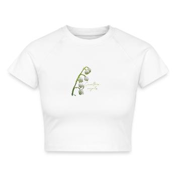 Maiglöckchen-Blütenstand - Cropped Frauen Organic T-Shirt - Weiß - Vorne - AI Model Female 172 dark (172cm)