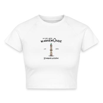 Rostock Warnemünde Einfach schön, Handzeichnung - Cropped Frauen Organic T-Shirt - Weiß - Vorne - AI Model Female 172 dark (172cm)