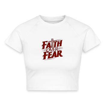 Glaube Macht Mut Motivdruck - Cropped Frauen Organic T-Shirt - Weiß - Vorne - AI Model Female 172 dark (172cm)