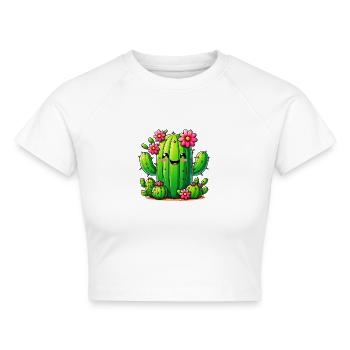 Kaktus - Cropped Frauen Organic T-Shirt - Weiß - Vorne - AI Model Female 172 dark (172cm)