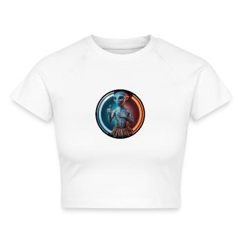 Woke alien - Cropped Frauen Organic T-Shirt - Weiß - Vorne - AI Model Female 172 dark (172cm)