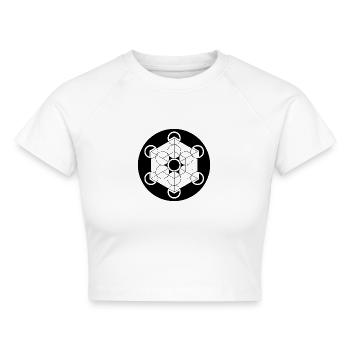 Metatrons Würfel-Kornkreis - Cropped Frauen Organic T-Shirt - Weiß - Vorne - AI Model Female 172 dark (172cm)