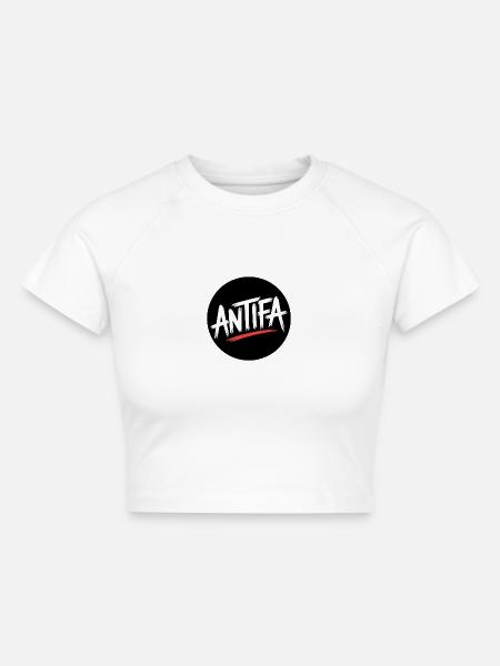 Antifa – Antifaschistisches Merch - Cropped Frauen Organic T-Shirt - Weiß