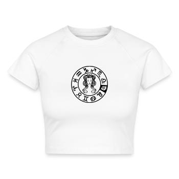 Sternzeichen Jungfrau im Kreis der zwölf Zeichen - Cropped Frauen Organic T-Shirt - Weiß - Vorne - AI Model Female 172 dark (172cm)