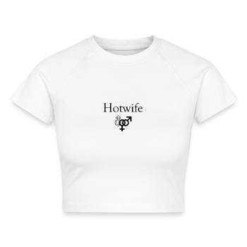 Hotwife - Cropped Frauen Organic T-Shirt - Weiß - Vorne - AI Model Female 172 dark (172cm)