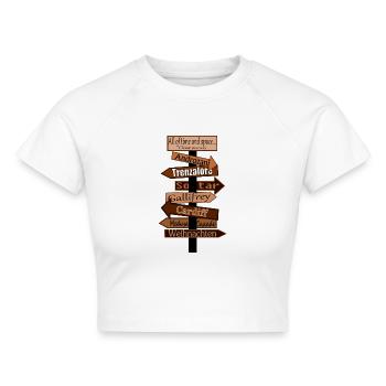Wegweiser - Cropped Frauen Organic T-Shirt - Weiß - Vorne - AI Model Female 172 dark (172cm)