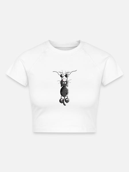 Kratzbürstige Katze - Katzen - Cropped Frauen Organic T-Shirt - Weiß