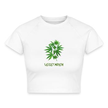 vegetarisches Cannabis - Cropped Frauen Organic T-Shirt - Weiß - Vorne - AI Model Female 172 dark (172cm)