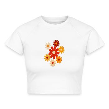 Bunte Blumen - Cropped Frauen Organic T-Shirt - Weiß - Vorne - AI Model Female 172 dark (172cm)