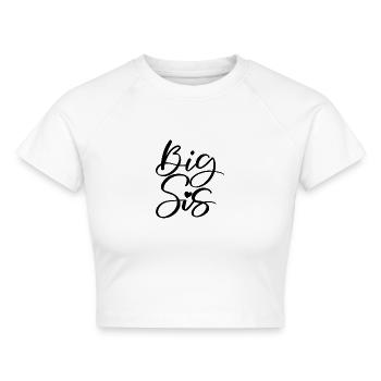 Big Sis - Cropped Frauen Organic T-Shirt - Weiß - Vorne - AI Model Female 172 dark (172cm)
