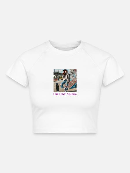 Ich bin nur ein Mädchen - Cropped Frauen Organic T-Shirt - Weiß