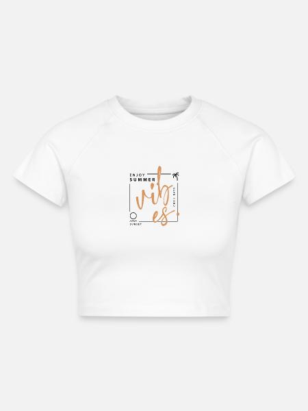 Summer Vibes - Cropped Frauen Organic T-Shirt - Weiß