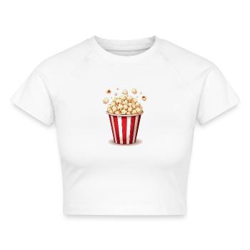 Popcorn Kostüm Fasching Karneval - Cropped Frauen Organic T-Shirt - Weiß - Vorne - AI Model Female 172 dark (172cm)