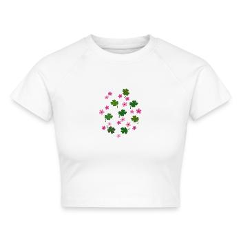 Glücksklee, Blümchen - Cropped Frauen Organic T-Shirt - Weiß - Vorne - AI Model Female 172 dark (172cm)