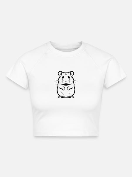 Hamster - Cropped Frauen Organic T-Shirt - Weiß
