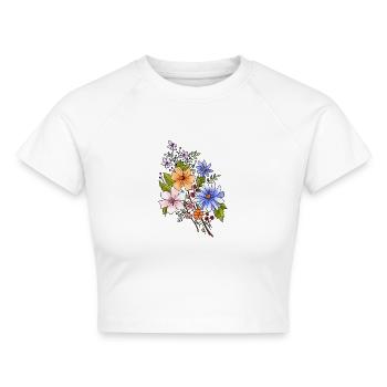 Blumen - Cropped Frauen Organic T-Shirt - Weiß - Vorne - AI Model Female 172 dark (172cm)