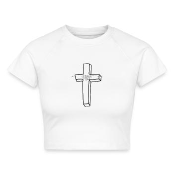 Jesus loves you - Cropped Frauen Organic T-Shirt - Weiß - Vorne - AI Model Female 172 dark (172cm)
