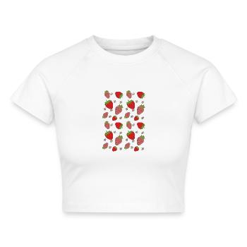 erdbeeren feld - Cropped Frauen Organic T-Shirt - Weiß - Vorne - AI Model Female 172 dark (172cm)
