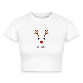 Oh Deer! - Cropped Frauen Organic T-Shirt - Weiß - Vorne - AI Model Female 172 dark (172cm)
