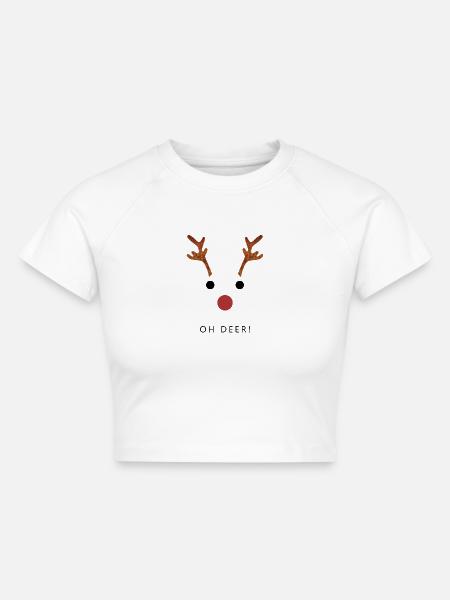 Oh Deer! - Cropped Frauen Organic T-Shirt - Weiß
