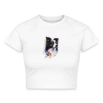Border Collie - Cropped Frauen Organic T-Shirt - Weiß - Vorne - AI Model Female 172 dark (172cm)