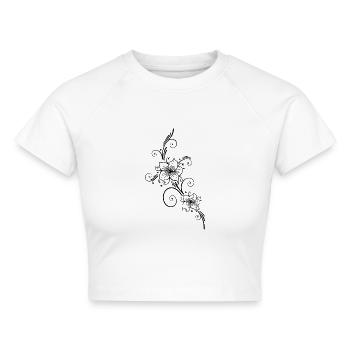 Lilien mit floralem filigranen Ornament - Cropped Frauen Organic T-Shirt - Weiß - Vorne - AI Model Female 172 dark (172cm)