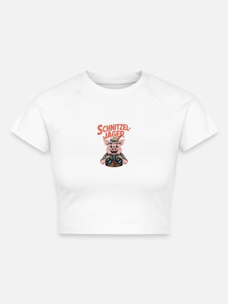 Schnitzeljäger Schwein Schnitzel Koch Essen - Cropped Frauen Organic T-Shirt - Weiß