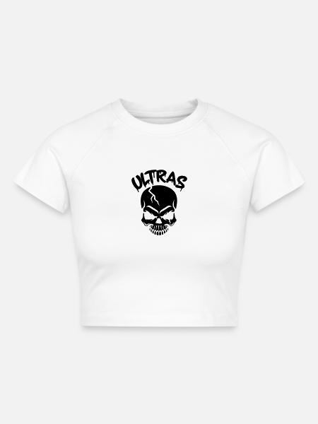 ultras_skull - Cropped Frauen Organic T-Shirt - Weiß