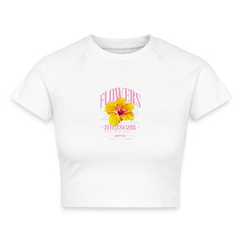 Hibiskusblüte Hibiskus Blume - Cropped Frauen Organic T-Shirt - Weiß - Vorne - AI Model Female 172 dark (172cm)