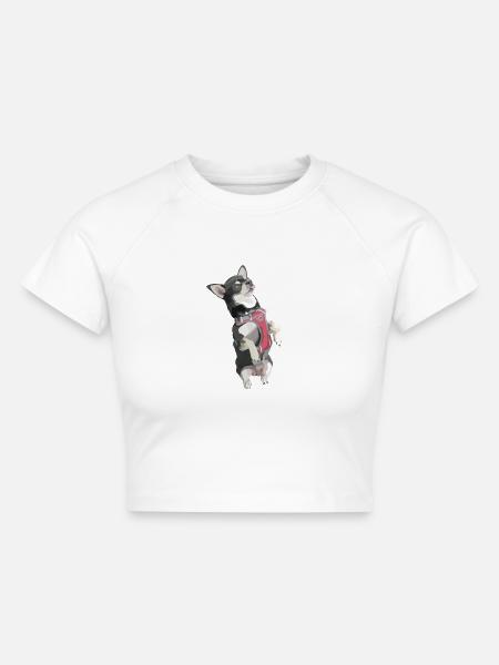 Wuff Wuff - Cropped Frauen Organic T-Shirt - Weiß
