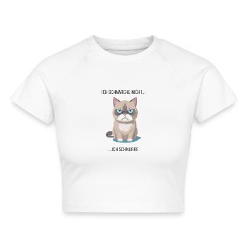Ich Schnarche nicht ich Schnurre - Cropped Frauen Organic T-Shirt - Weiß - Vorne - AI Model Female 172 dark (172cm)