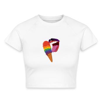 Rainbow Icecream - Cropped Frauen Organic T-Shirt - Weiß - Vorne - AI Model Female 172 dark (172cm)
