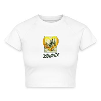 Braunschweig Deutschland Stadt Skyline Herz Liebe - Cropped Frauen Organic T-Shirt - Weiß - Vorne - AI Model Female 172 dark (172cm)