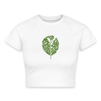 Blatt Erle / Erlenblatt - BOTANIK Natur & Pflanze - Cropped Frauen Organic T-Shirt - Weiß - Vorne - AI Model Female 172 dark (172cm)