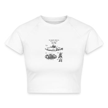 Vintage Steampunk-U-Boot-Bauplan - Cropped Frauen Organic T-Shirt - Weiß - Vorne - AI Model Female 172 dark (172cm)