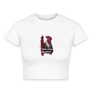 Punk Hahn Rockabilly - Cropped Frauen Organic T-Shirt - Weiß - Vorne - AI Model Female 172 dark (172cm)