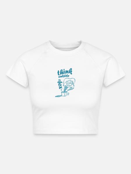 Think outside the box - Cropped Frauen Organic T-Shirt - Weiß