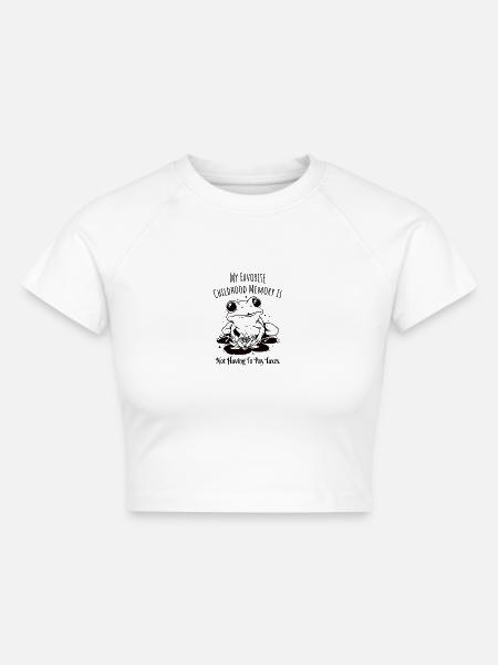 Sarkasmus Frosch-Nostalgie - Cropped Frauen Organic T-Shirt - Weiß