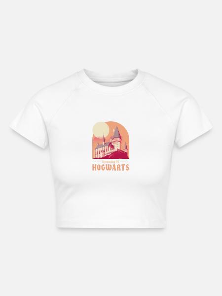 Harry Potter Dreaming Of Hogwarts - Cropped Frauen Organic T-Shirt - Weiß