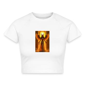 Isis, geflügelte Göttin mit Sonnenscheibe - Cropped Frauen Organic T-Shirt - Weiß - Vorne - AI Model Female 172 dark (172cm)