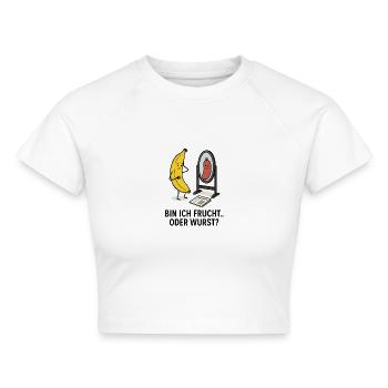 Banane Wurst Spiegel Sinnkrise Schönheit - Cropped Frauen Organic T-Shirt - Weiß - Vorne - AI Model Female 172 dark (172cm)