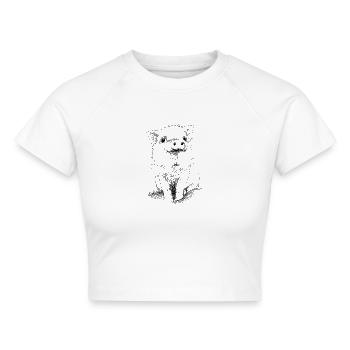 Ferkel - Cropped Frauen Organic T-Shirt - Weiß - Vorne - AI Model Female 172 dark (172cm)