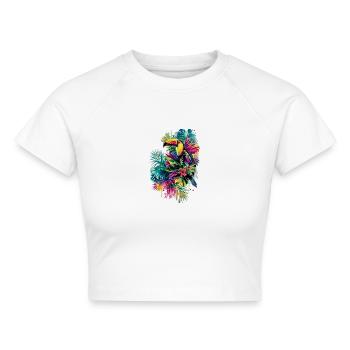 Mach mal Urlaub - Cropped Frauen Organic T-Shirt - Weiß - Vorne - AI Model Female 172 dark (172cm)