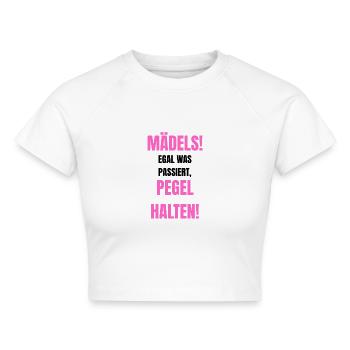 Mädels Pegel Halten! - Cropped Frauen Organic T-Shirt - Weiß - Vorne - AI Model Female 172 dark (172cm)