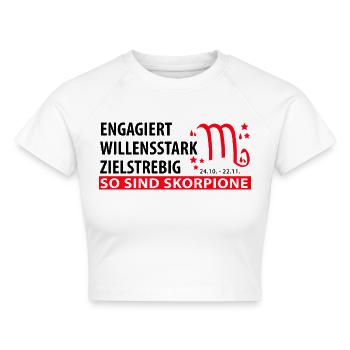 Sternzeichen Skorpion - Eigenschaften - Cropped Frauen Organic T-Shirt - Weiß - Vorne - AI Model Female 172 dark (172cm)
