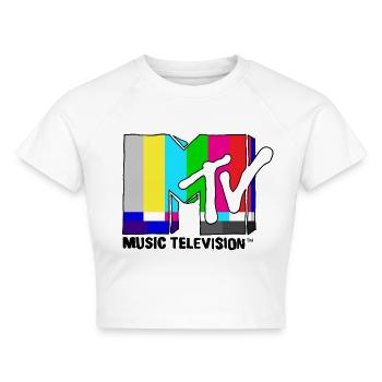 MTV Music Television TV-Statik-Logo - Cropped Frauen Organic T-Shirt - Weiß - Vorne - AI Model Female 172 dark (172cm)
