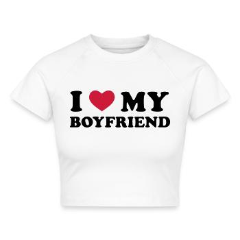 I Love My Boyfriend - Cropped Frauen Organic T-Shirt - Weiß - Vorne - AI Model Female 172 dark (172cm)